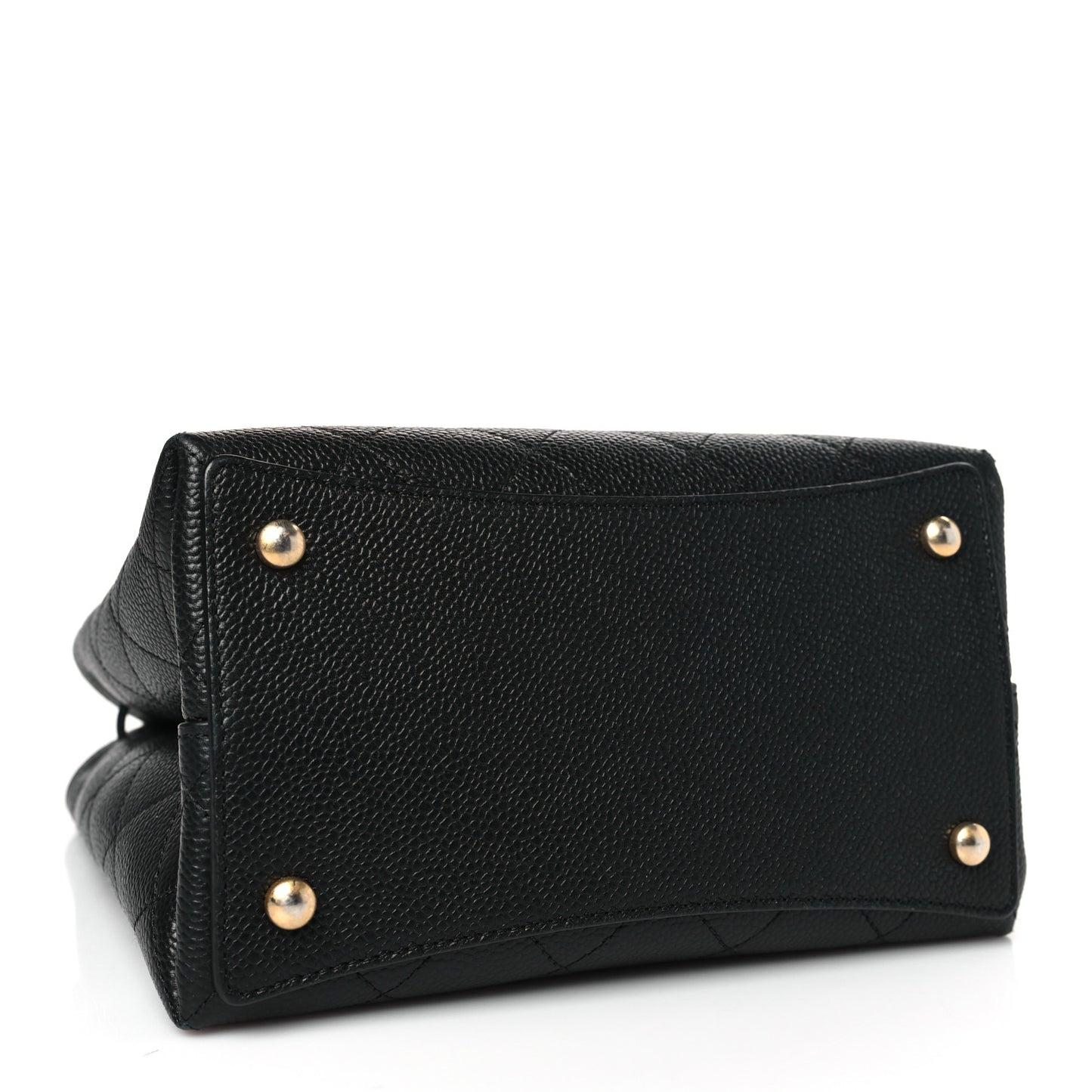 Grained Calfskin Stitched Small Drawstring Bag Black