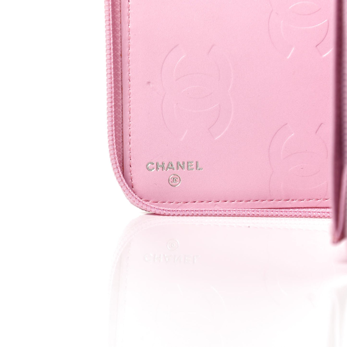 Calfskin Cambon Zip Around Organizer Wallet Pink