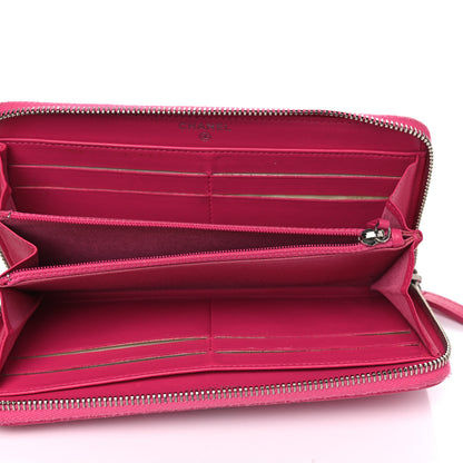 Chanel Lambskin Quilted Large Gusset Zip Around Wallet Fuchsia 4 of 12