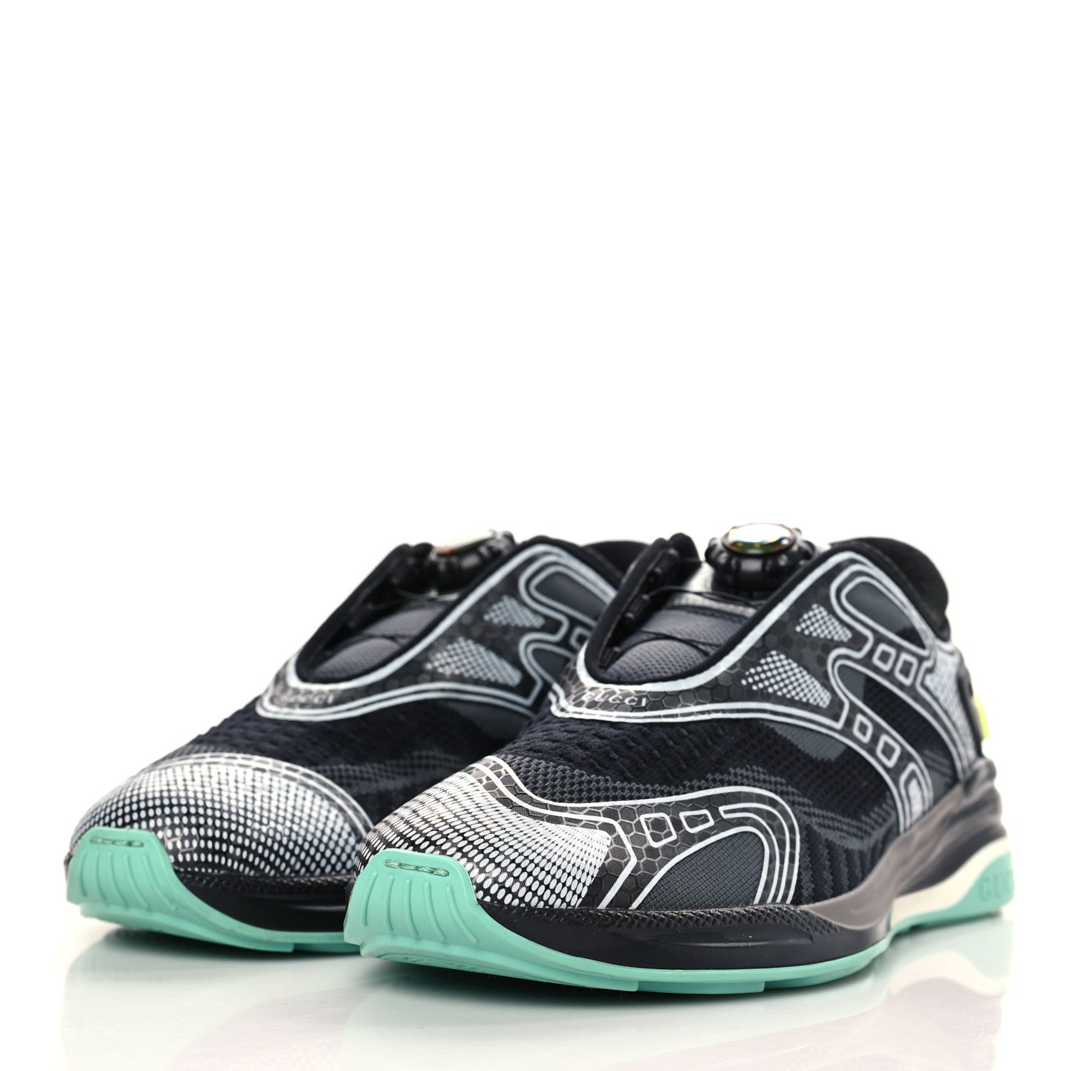 Gucci Fabric Womens Ultrapace R Mid Top Sneakers 37.5 Loess Black 3 of 7