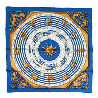 Hermes Silk Astrologie Scarf 90 Bleu Cobalt Vieil 1 of 4