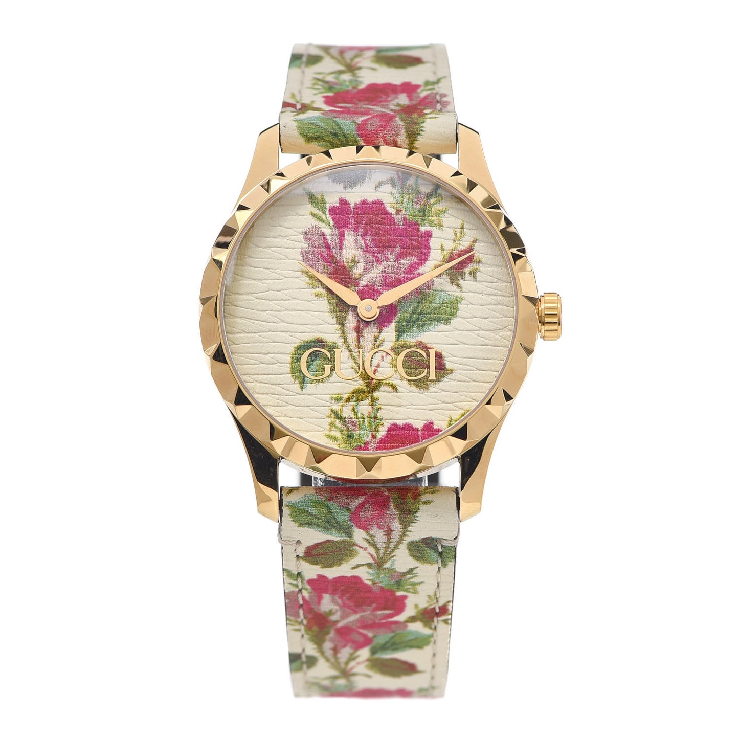 Stainless Steel Calfskin 38mm G-Timeless Floral Quartz Watch Ivory