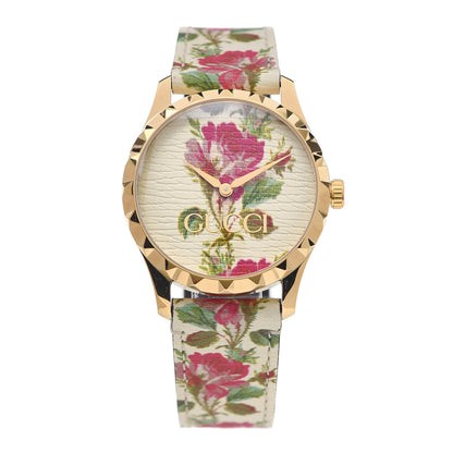 Gucci Stainless Steel Calfskin 38mm G-Timeless Floral Quartz Watch Ivory 1 of 5