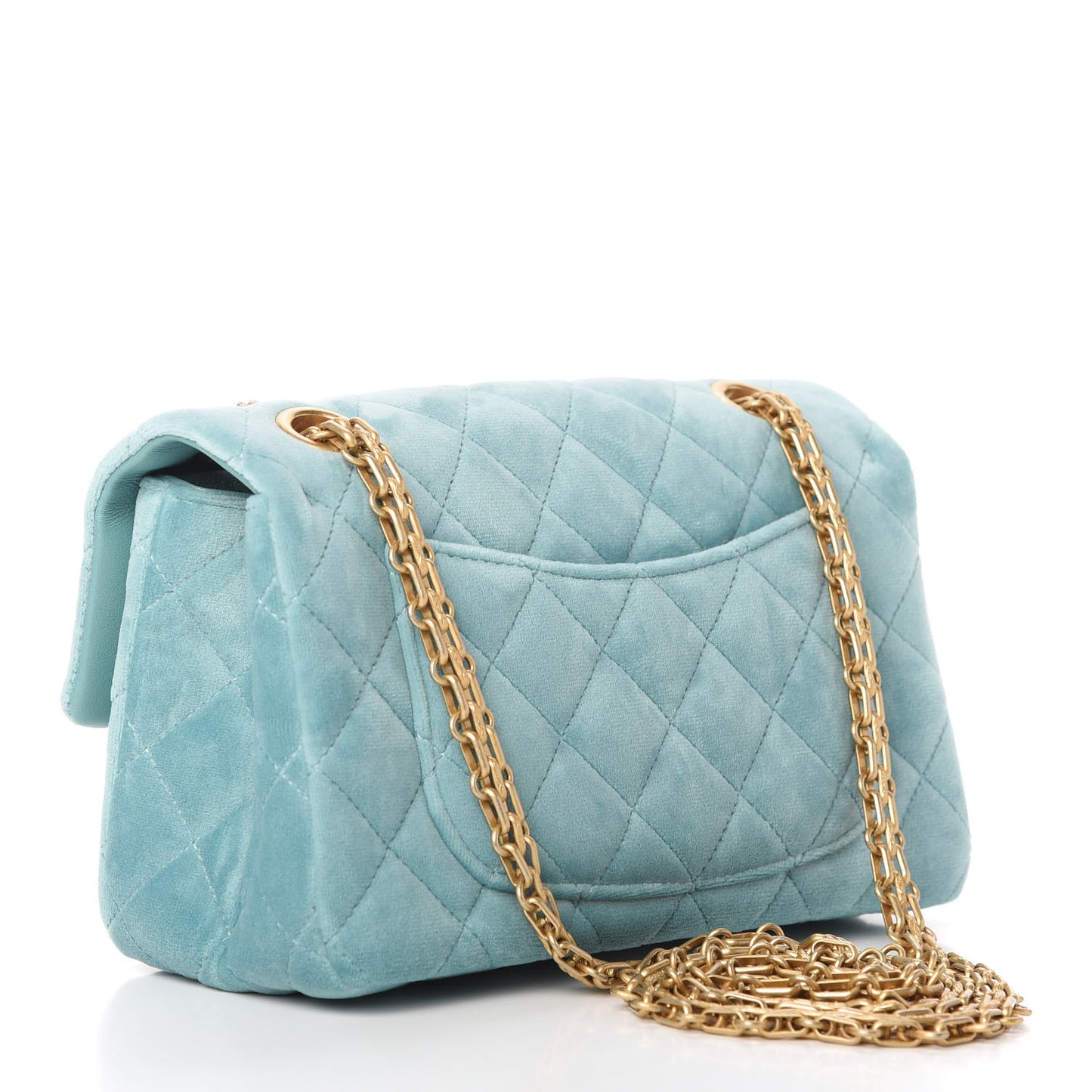 Velvet Quilted Mini 2.55 Reissue Flap Light Blue