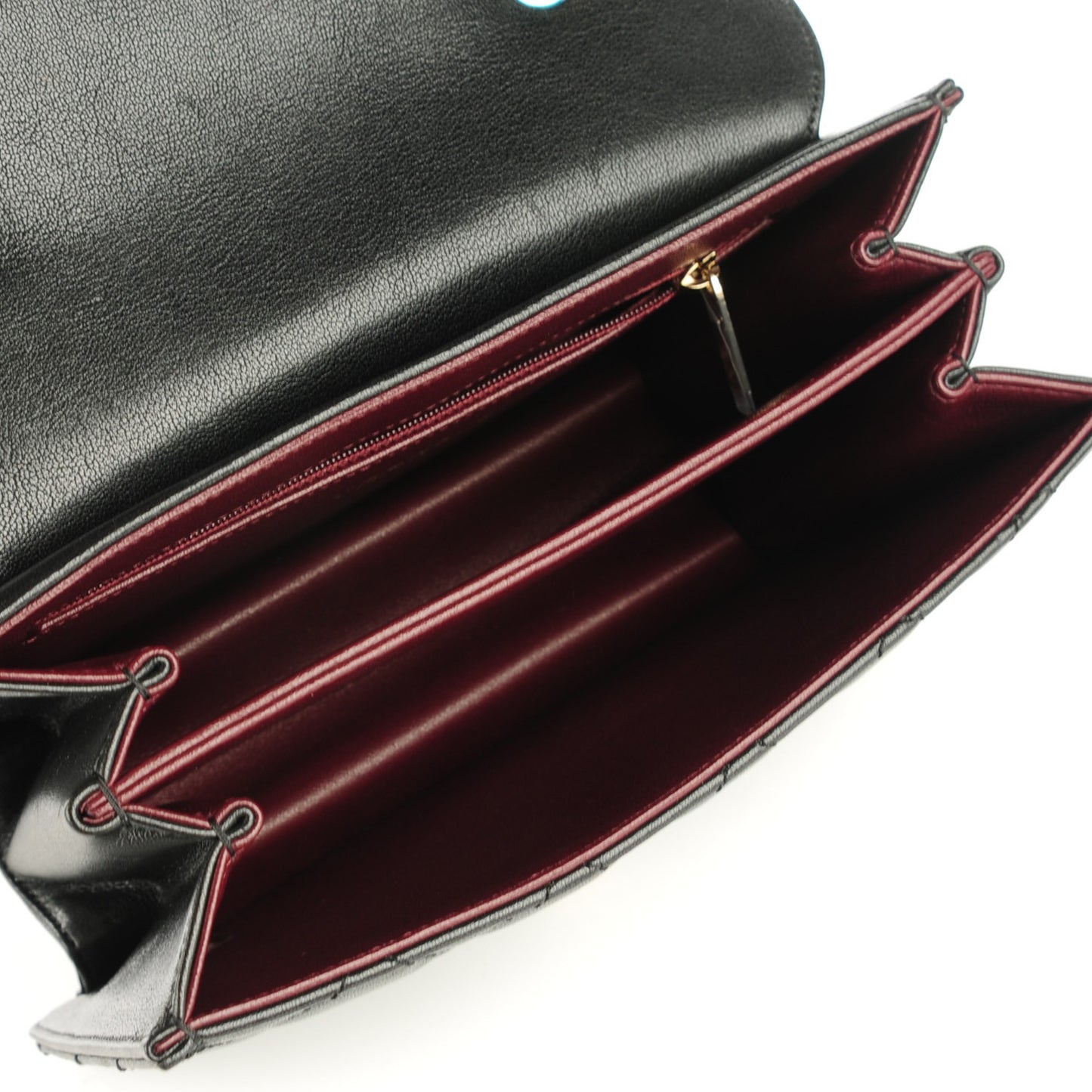 Shiny Sheepskin Quilted Beauty Lock Flap Black