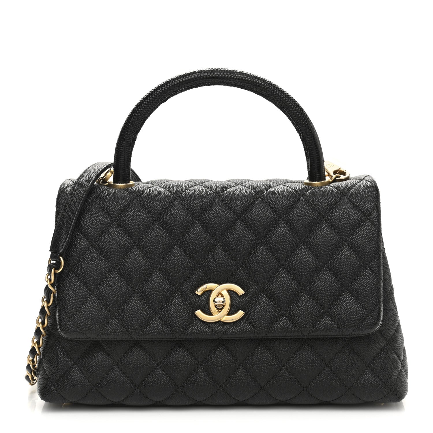 Chanel Caviar Lizard Quilted Small Coco Handle Flap Black 1 of 12