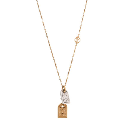 Louis Vuitton Nanogram Name Tag Necklace Gold Silver 1 of 7