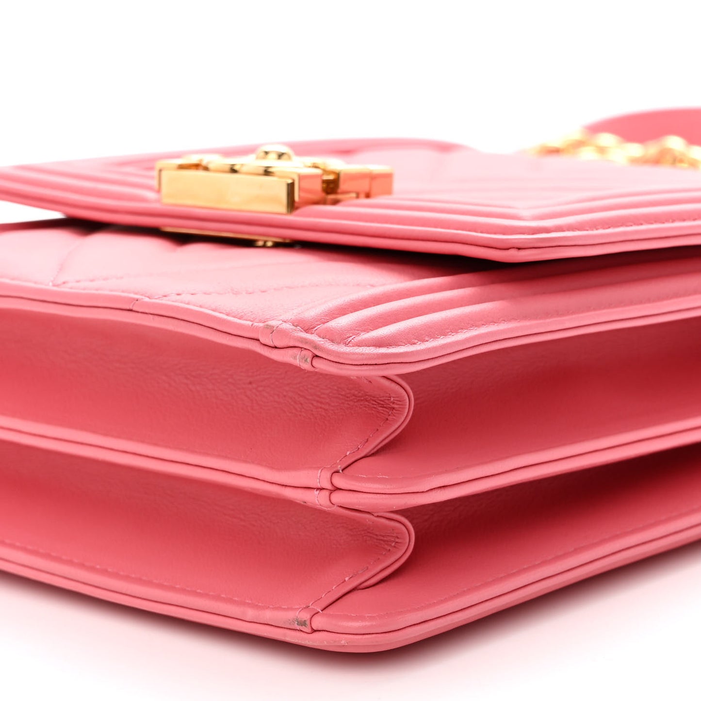 Calfskin Chevron North South Boy Flap Pink