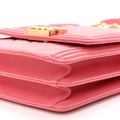 Chanel Calfskin Chevron North South Boy Flap Pink 10 of 10