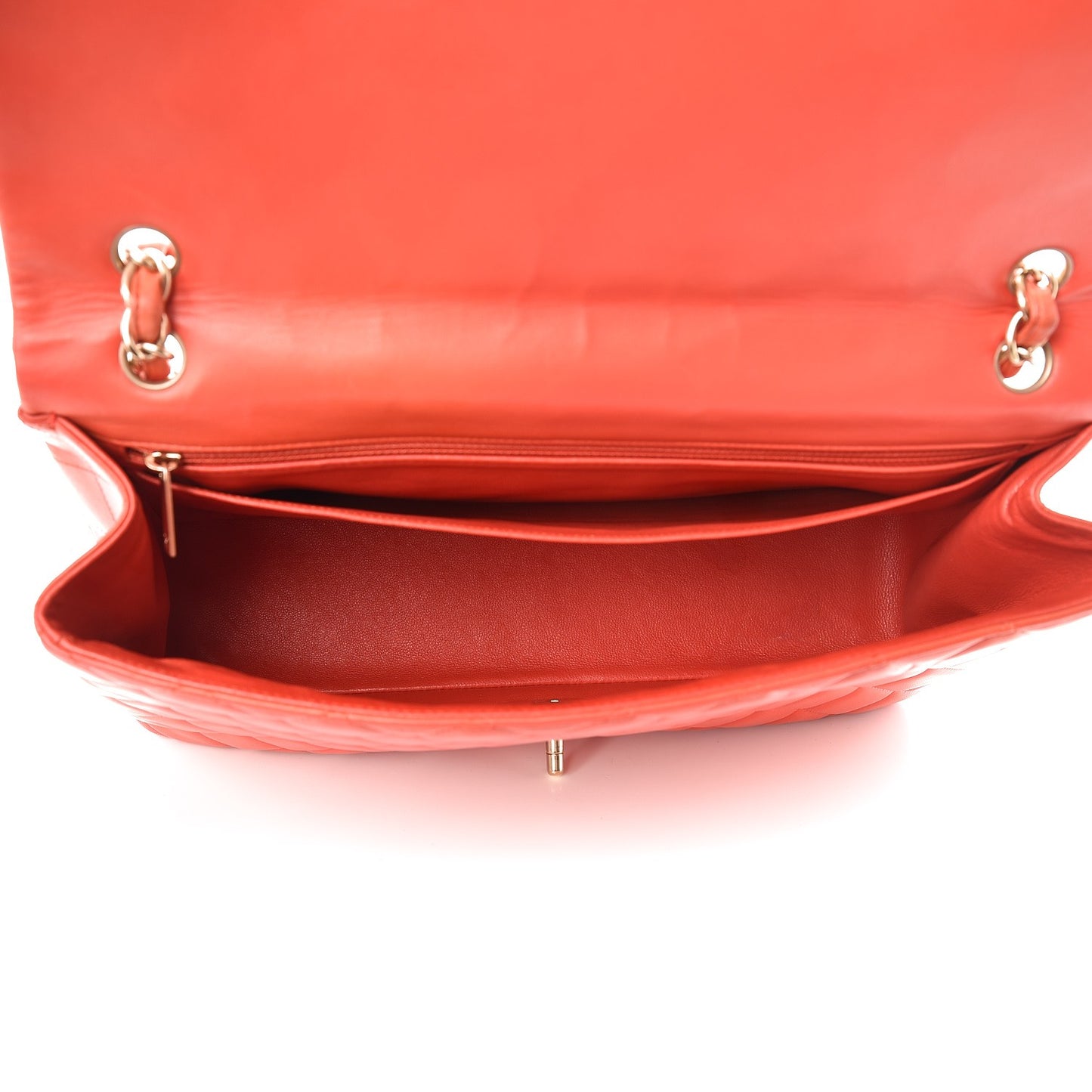 Lambskin Quilted Maxi Single Flap Light Red