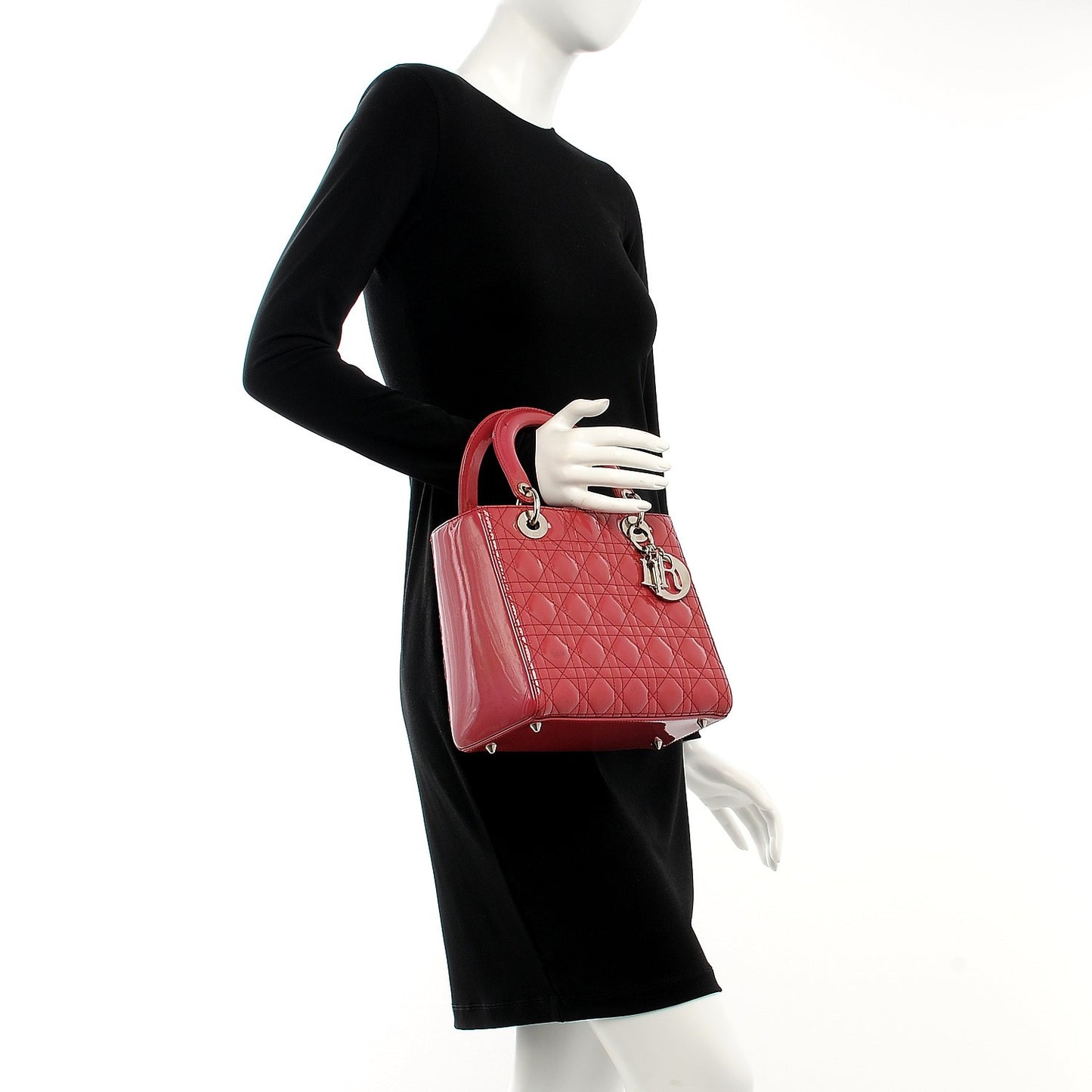 Patent Cannage Medium Lady Dior Dark Pink