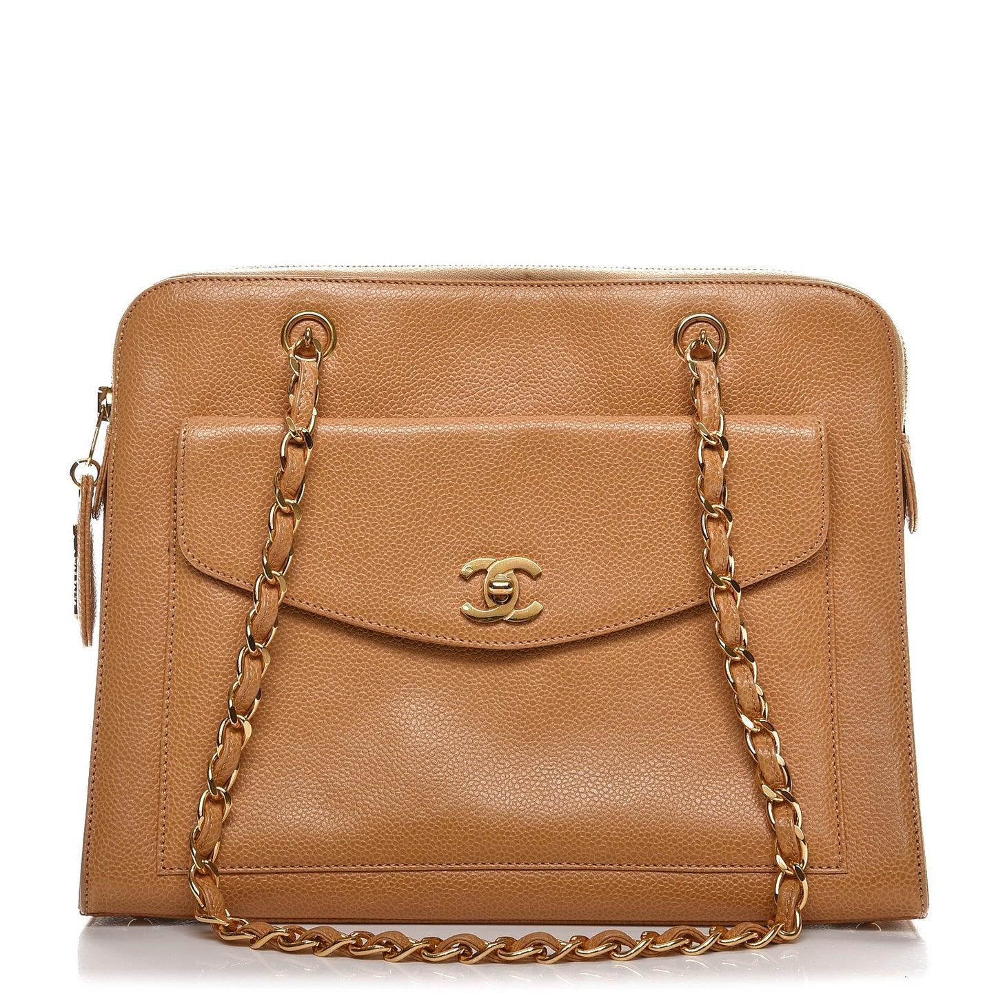 Caviar Flap Shoulder Bag Beige