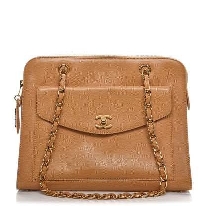 Chanel Caviar Flap Shoulder Bag Beige 1 of 11