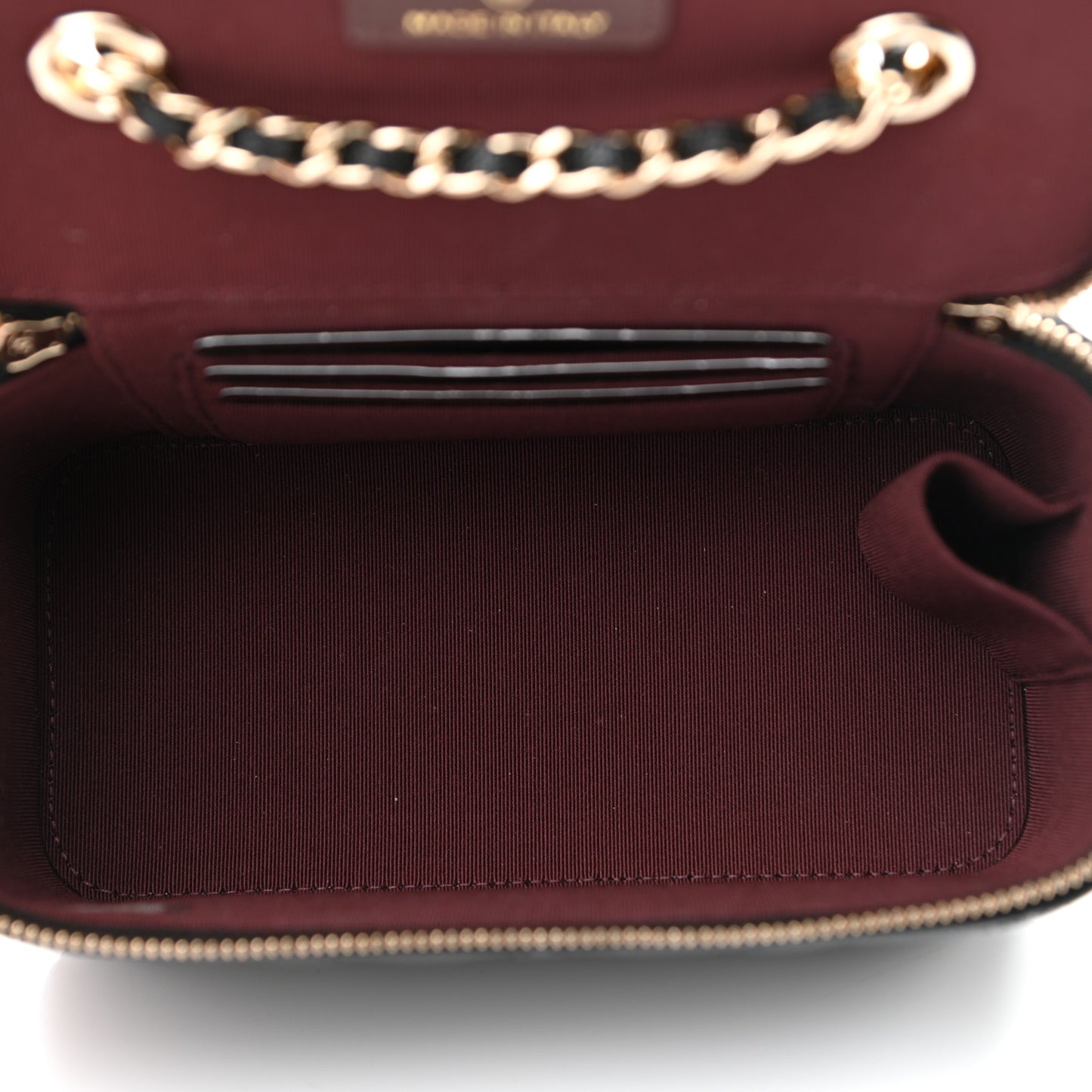 Caviar Quilted Small Vanity Case With Chain Black