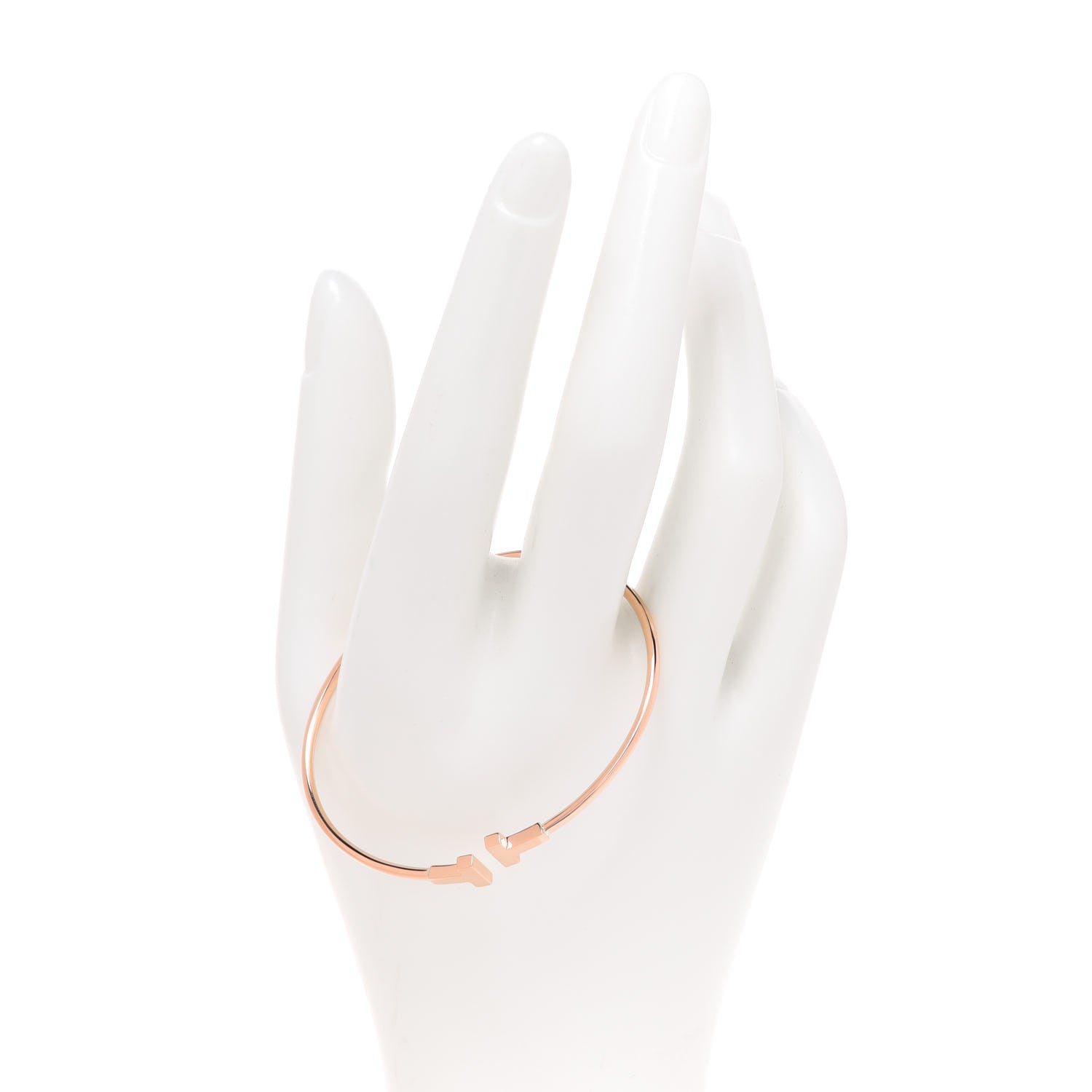Tiffany 18K Rose Gold Narrow T Wire Bracelet 2 of 4