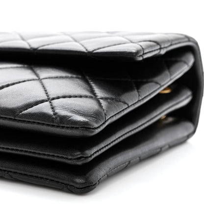 Chanel Lambskin Quilted 3 Pocket Accordion Flap Black 10 of 10