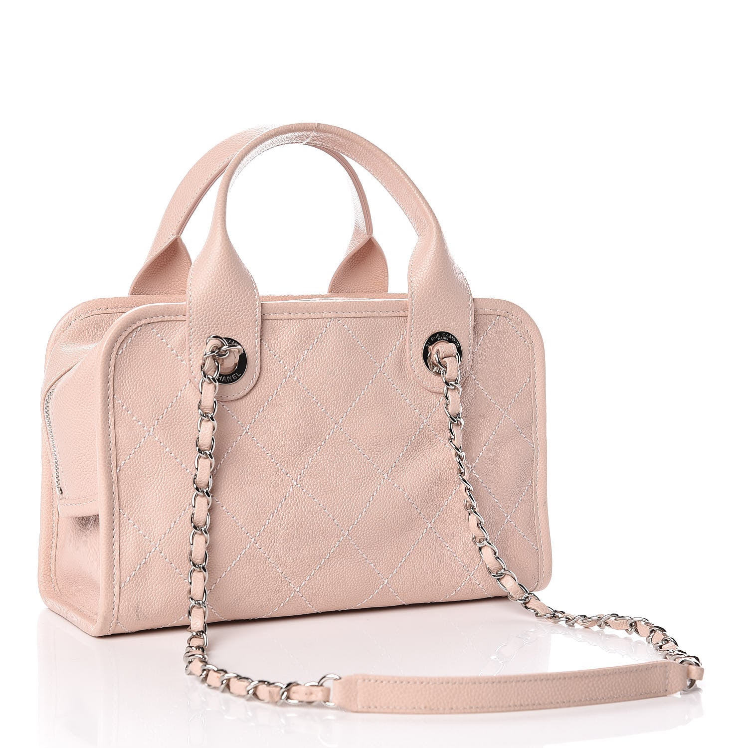 Chanel Caviar Quilted Small Deauville Bowling Bag Light Pink 3 of 13