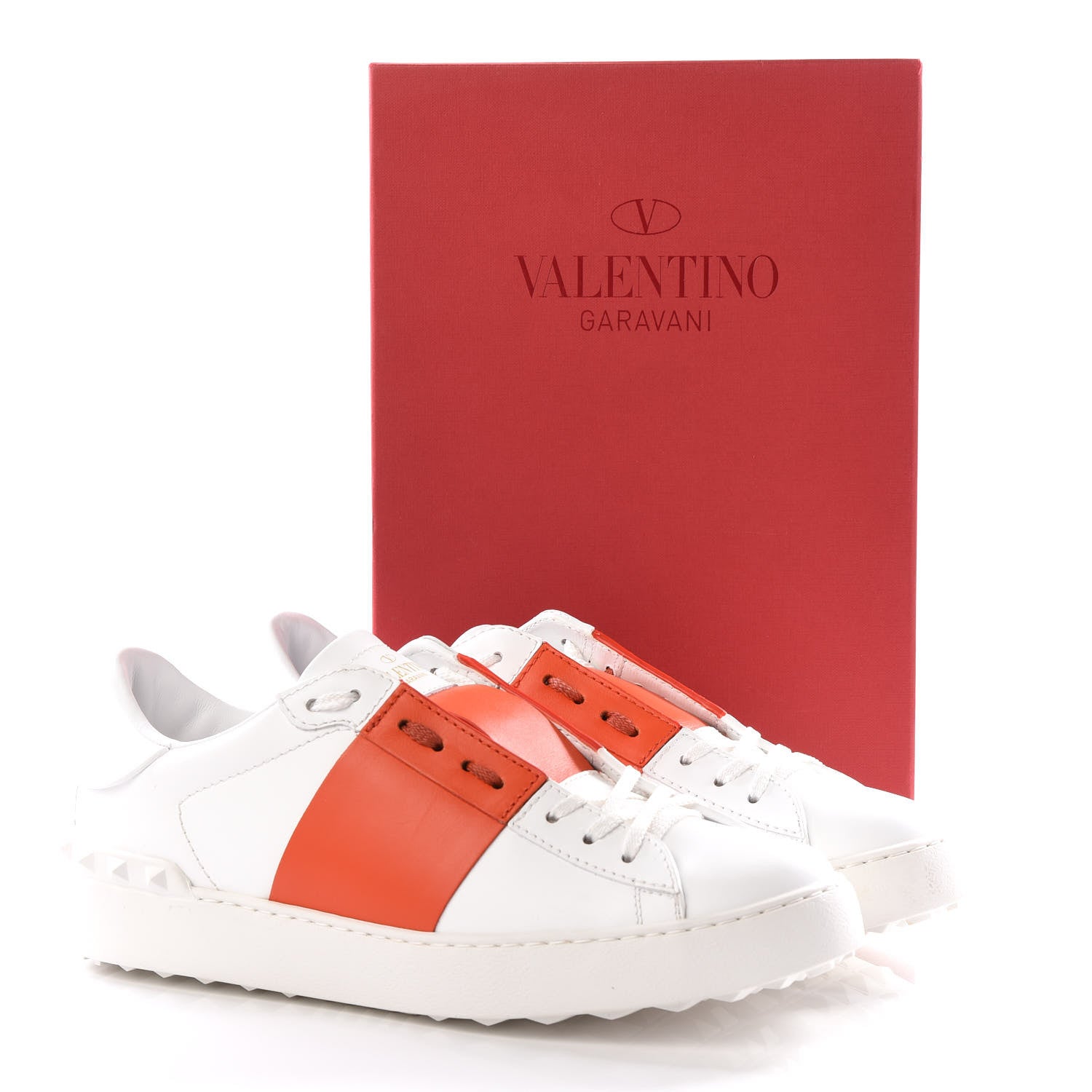 Valentino Garavani Calfskin Womens Rockstud Open Sneakers 41 White Goldfish 12 of 12