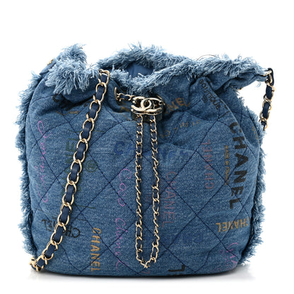 Chanel Denim Quilted Mood Bucket With Chain Blue Multicolor 1 of 10