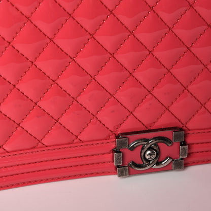 Chanel Patent Quilted Large Boy Flap Pink 10 of 12