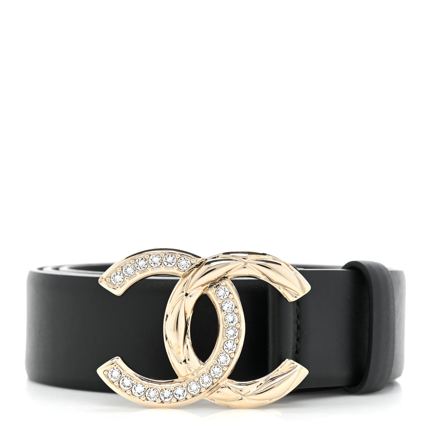 Chanel Calfskin Crystal Metal Quilted CC Belt 75 30 Black 1 of 7