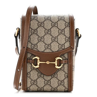 Gucci GG Supreme Monogram Mini Horsebit 1955 Crossbody Bag Beige Brown Sugar 1 of 10