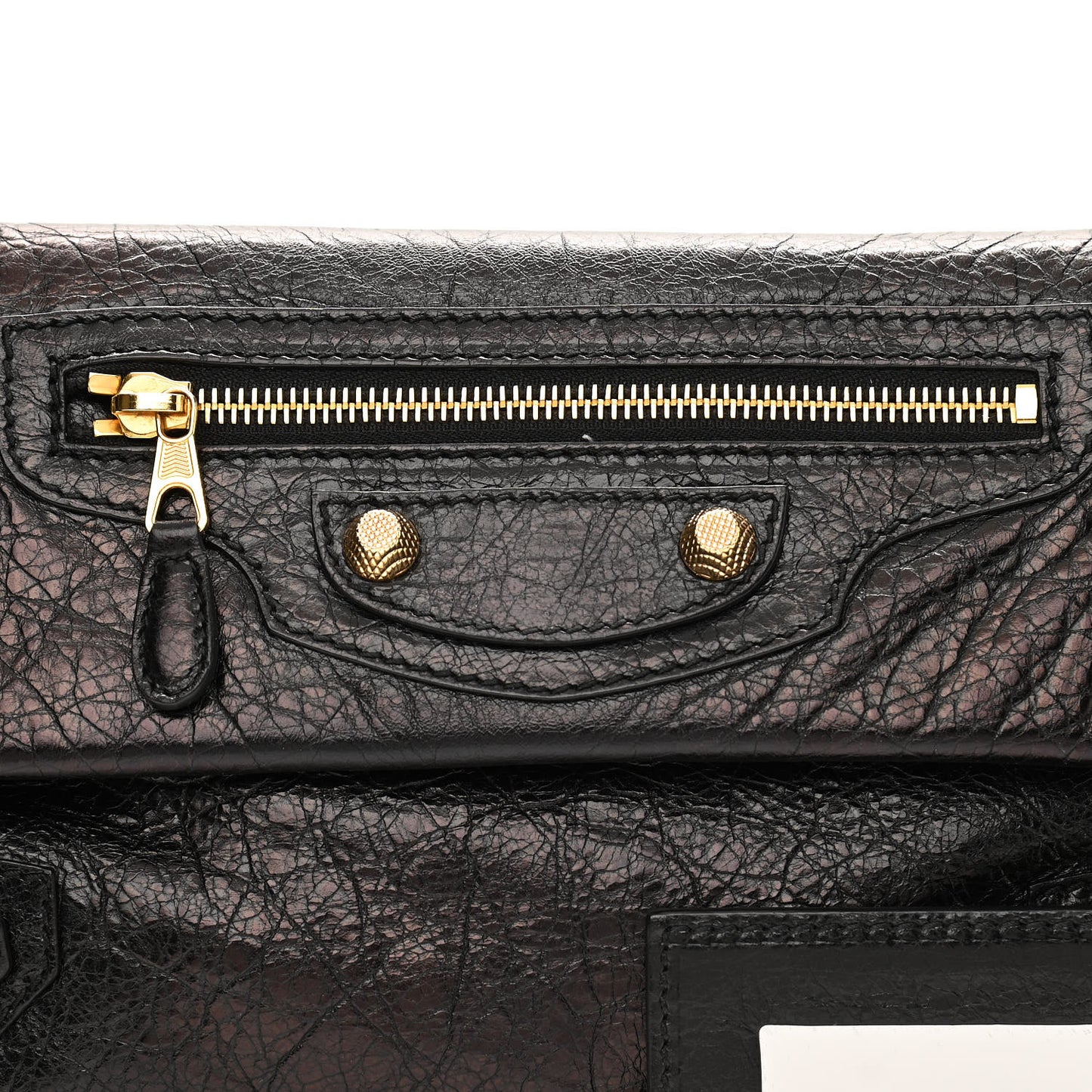 Agneau Giant 12 Gold Hardware Envelope Strap Clutch Black