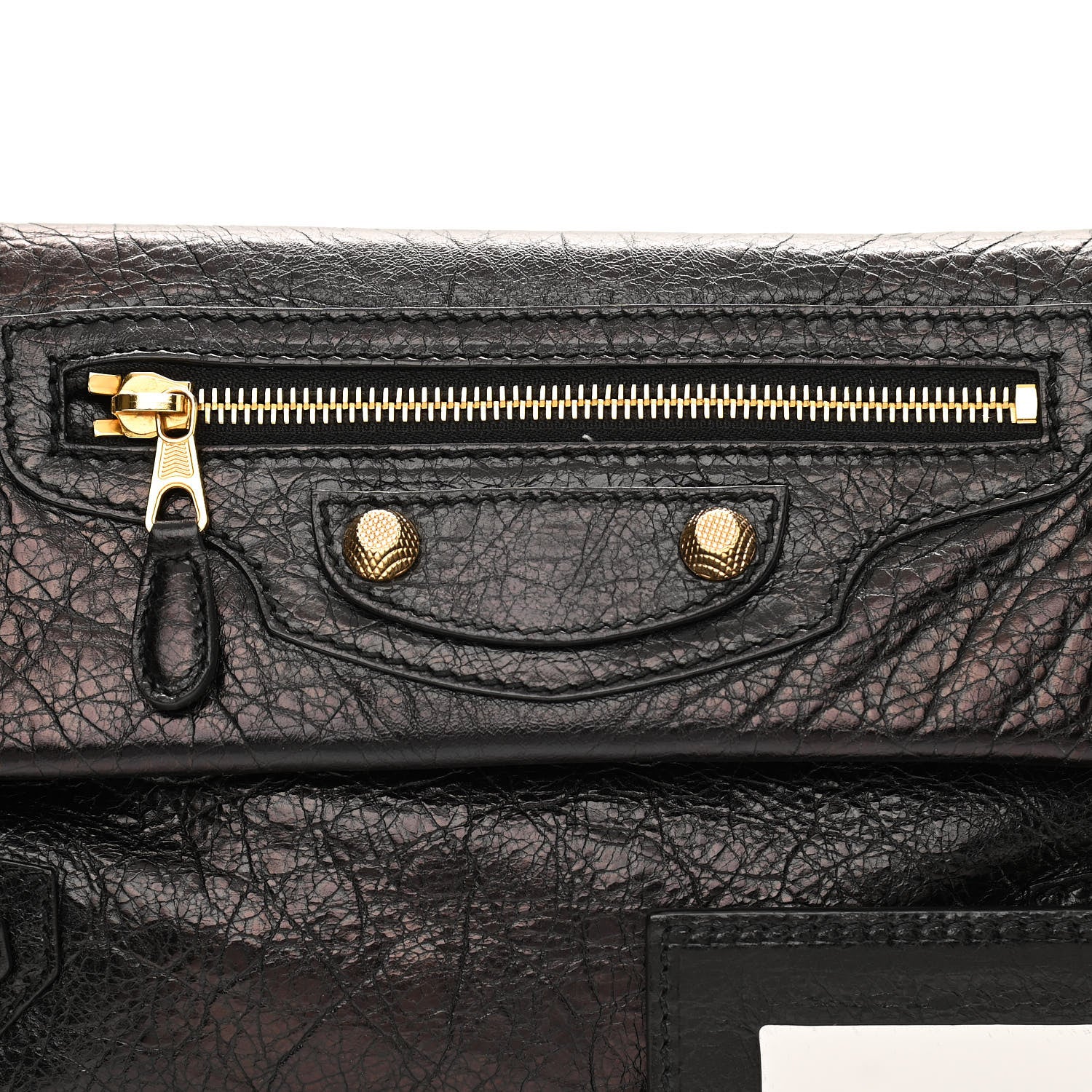 Balenciaga Agneau Giant 12 Gold Hardware Envelope Strap Clutch Black 8 of 10