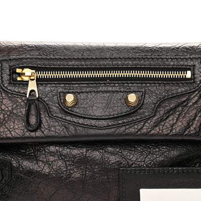 Balenciaga Agneau Giant 12 Gold Hardware Envelope Strap Clutch Black 8 of 10