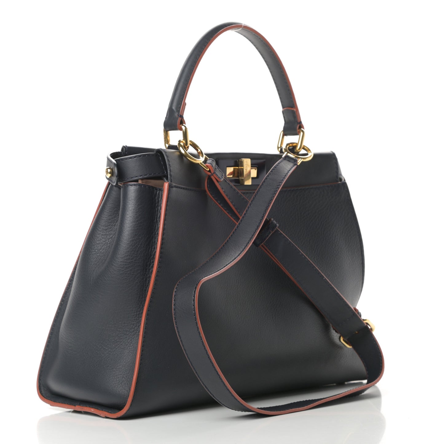 Vitello Seta Burro Medium Peekaboo Iconic Satchel Blue Notte Plaster
