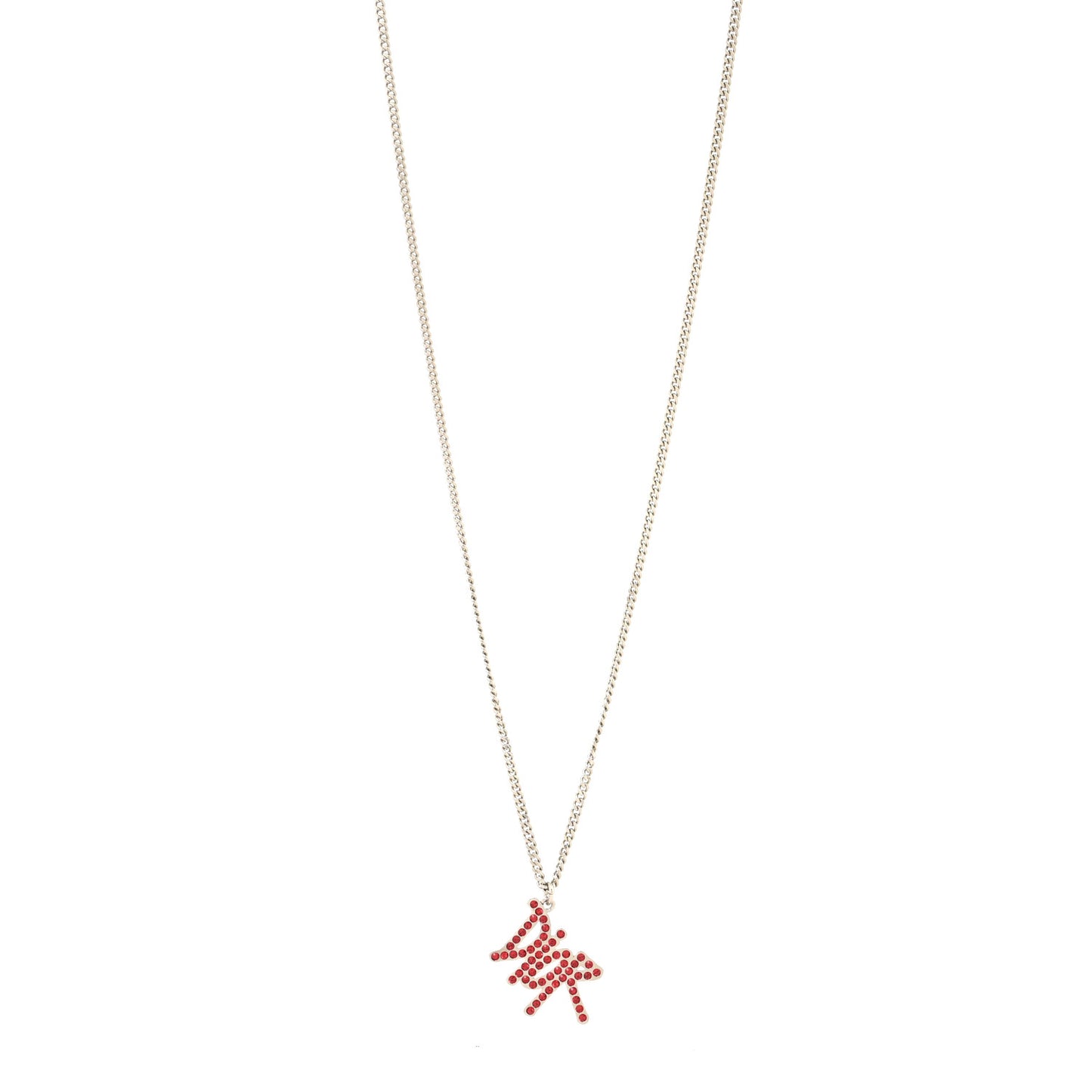 X SHAWN STUSSY Crystal Logo Pendant Necklace Red
