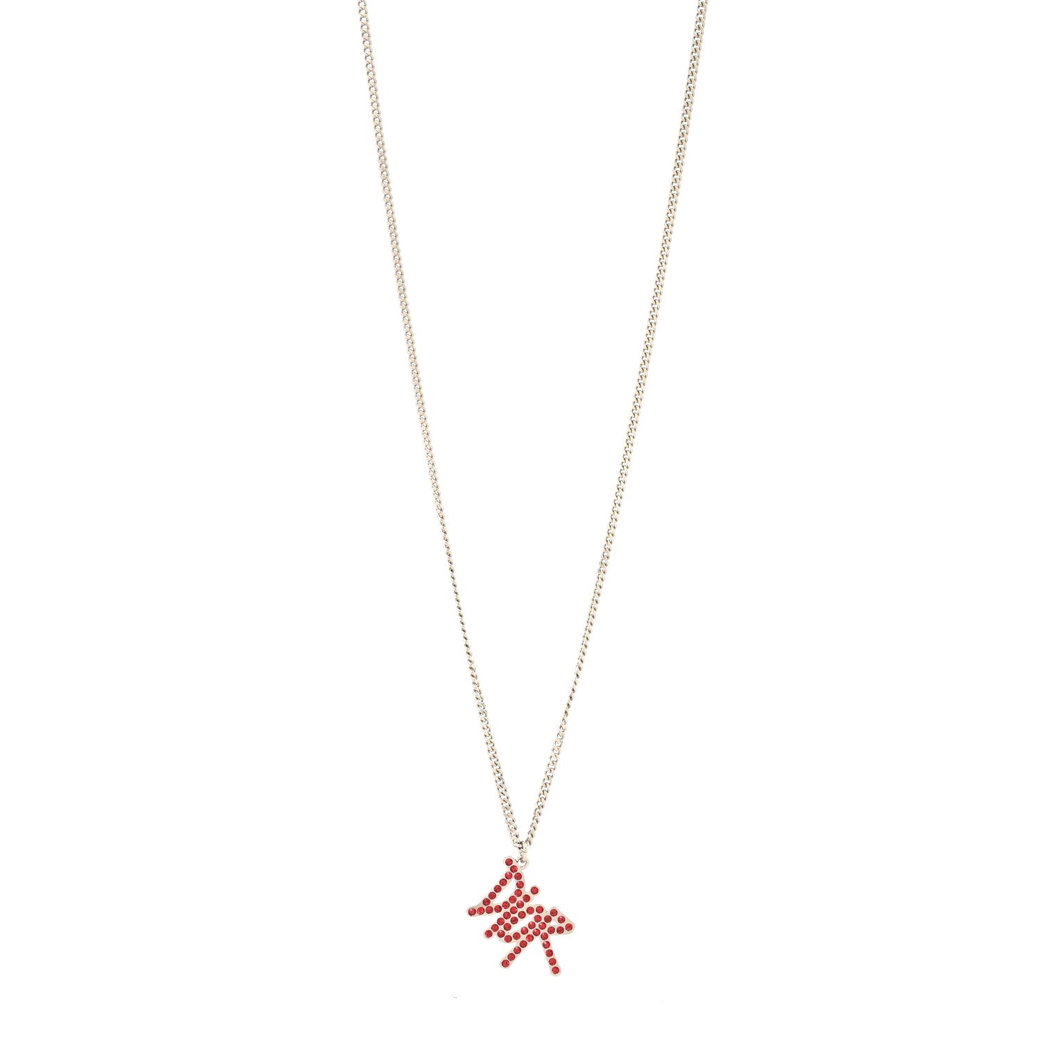 Christian Dior X SHAWN STUSSY Crystal Logo Pendant Necklace Red 1 of 3