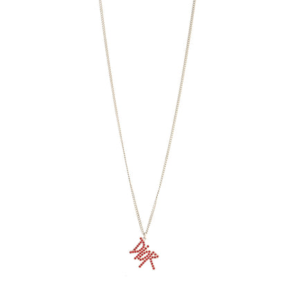 Christian Dior X SHAWN STUSSY Crystal Logo Pendant Necklace Red 1 of 3