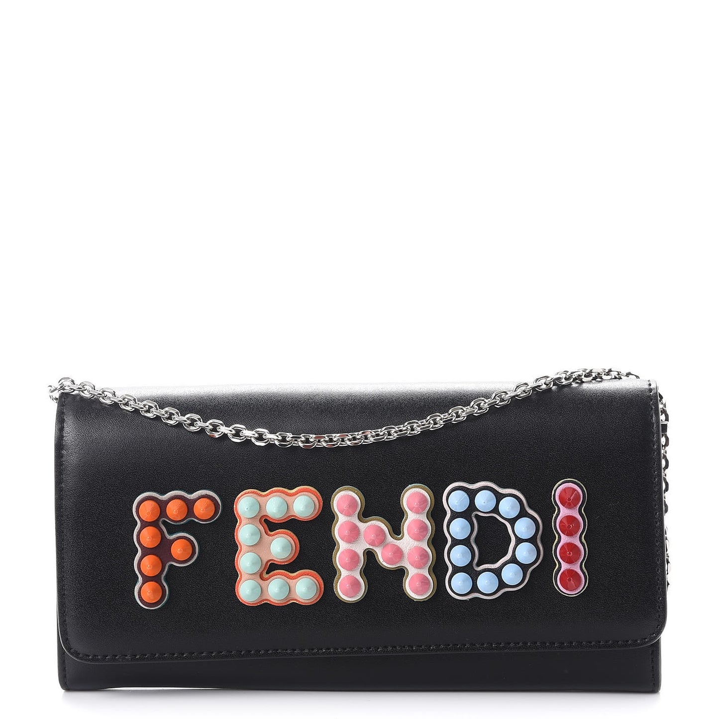 Vitello Liberty Fun Fair Studded Continental Wallet On Chain Black Multicolor