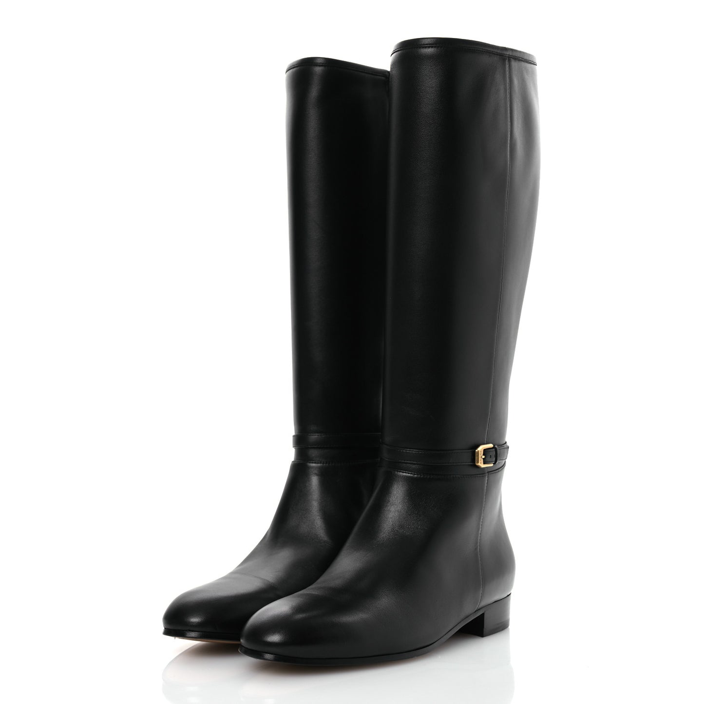 Calfskin Knee High Boots 39.5 Black