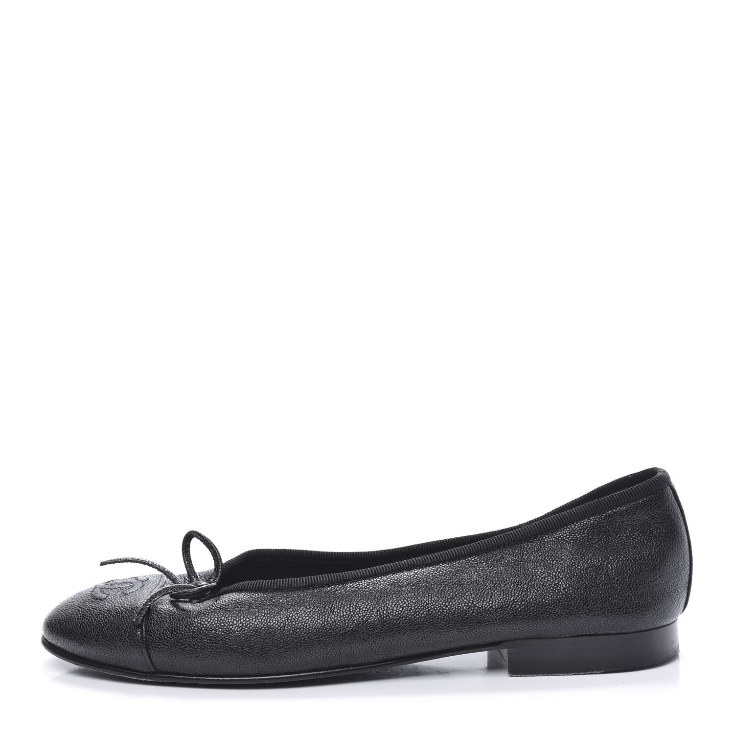 Chanel Caviar CC Cap Toe Ballerina Flats 36 Black 1 of 11