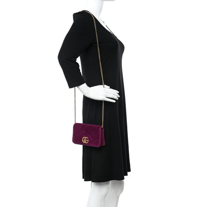 Gucci Velvet Matelasse GG Marmont Mini Bag Fuchsia Violet Cyclamen 2 of 18