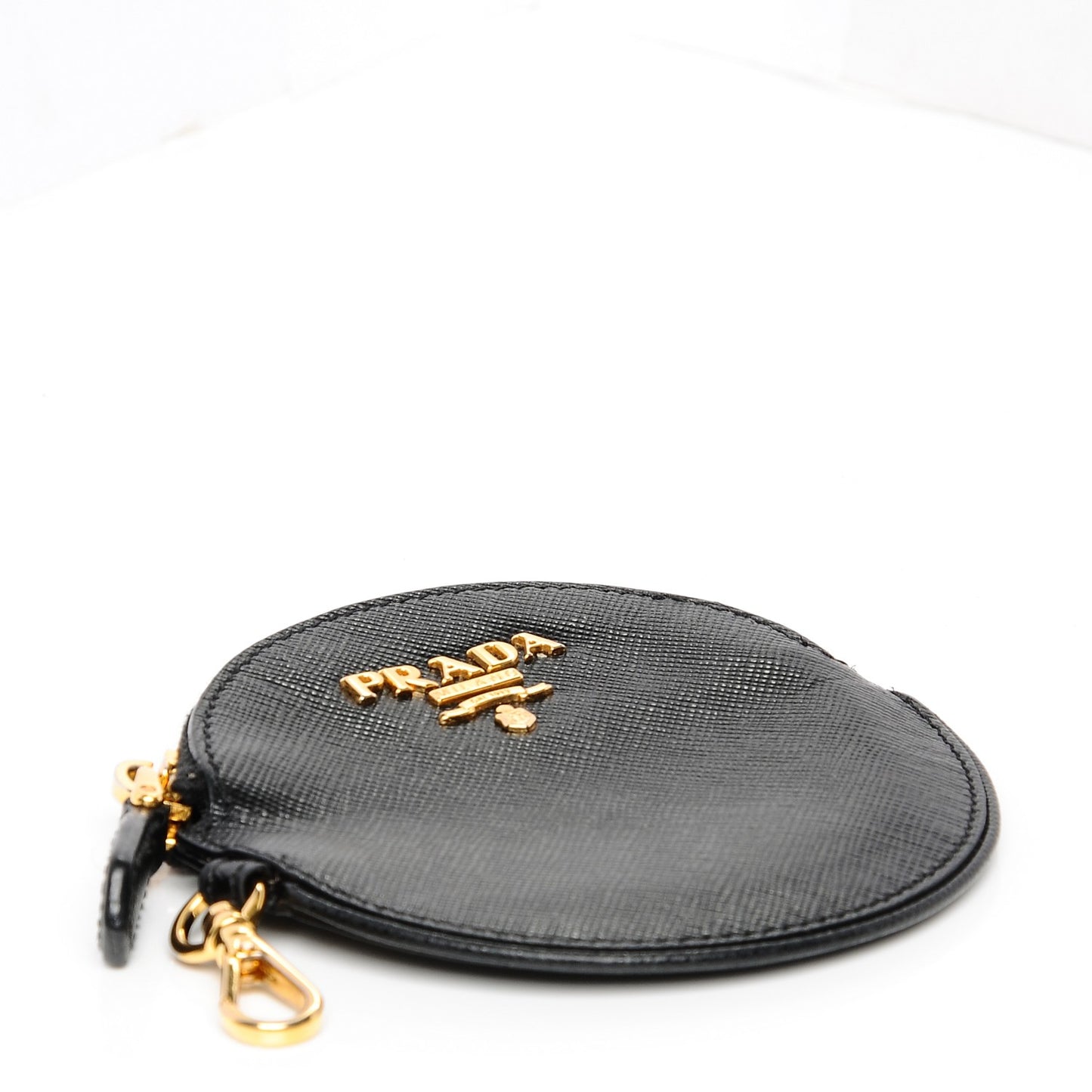Saffiano Metal Round Coin Purse Nero Black