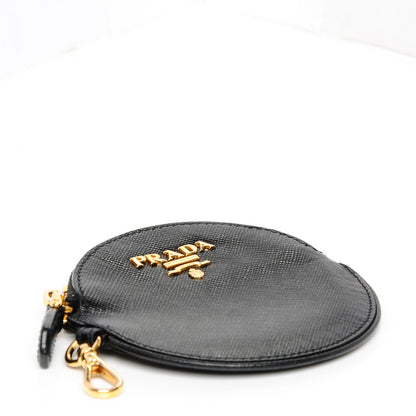 Prada Saffiano Metal Round Coin Purse Nero Black 4 of 6