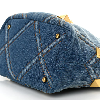 Valentino Garavani Denim Small Roman Stud The Handle Bag Light Denim Selleria 9 of 10