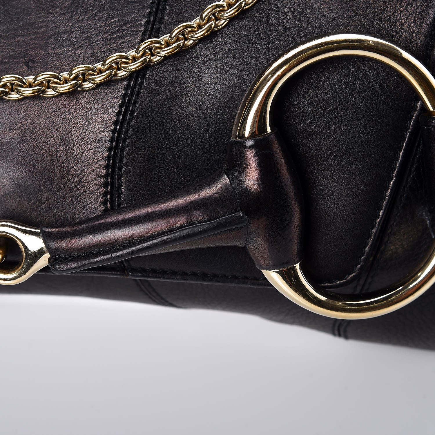 Gucci Calfskin Horsebit Chain Clutch Black 15 of 16