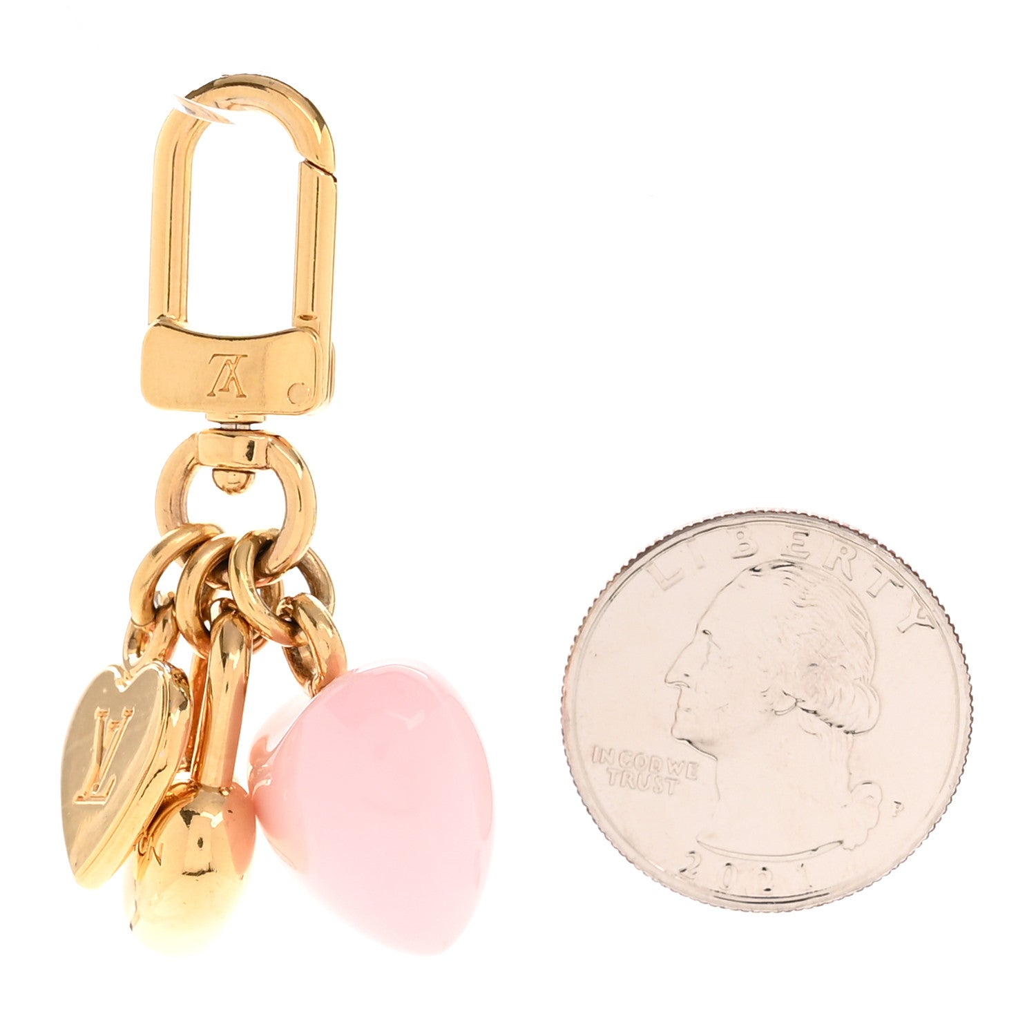 Louis Vuitton Micro Charms LV Heart Bag Charm Key Holder Gold