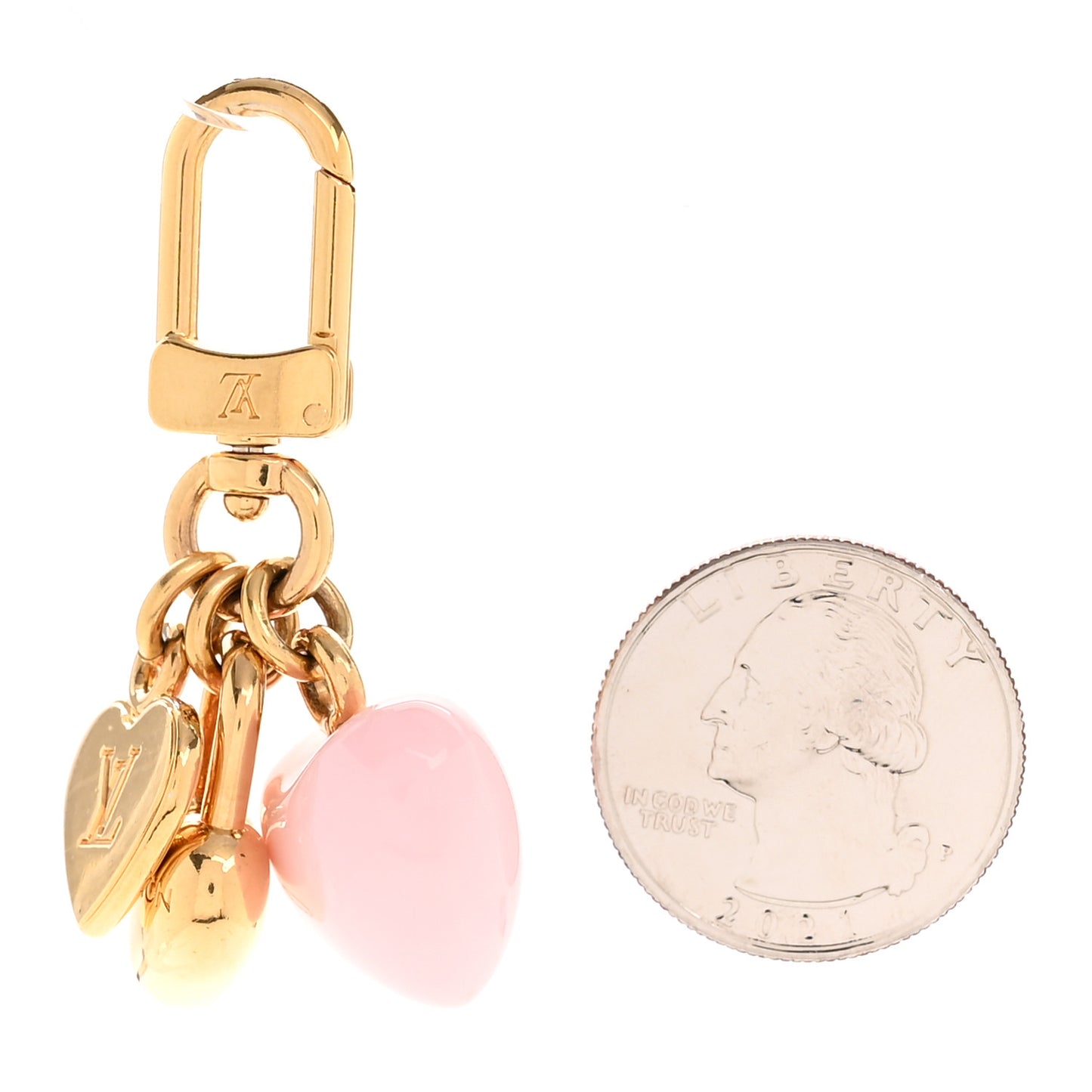 Micro Charms LV Heart Bag Charm Key Holder Gold