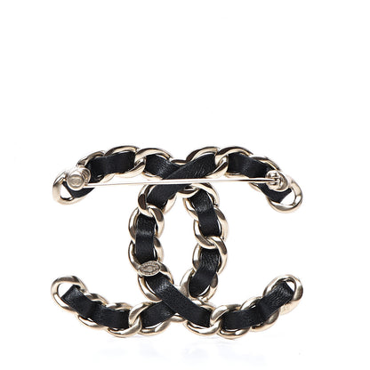 Chanel Lambskin Chain CC Brooch Black Gold 3 of 5