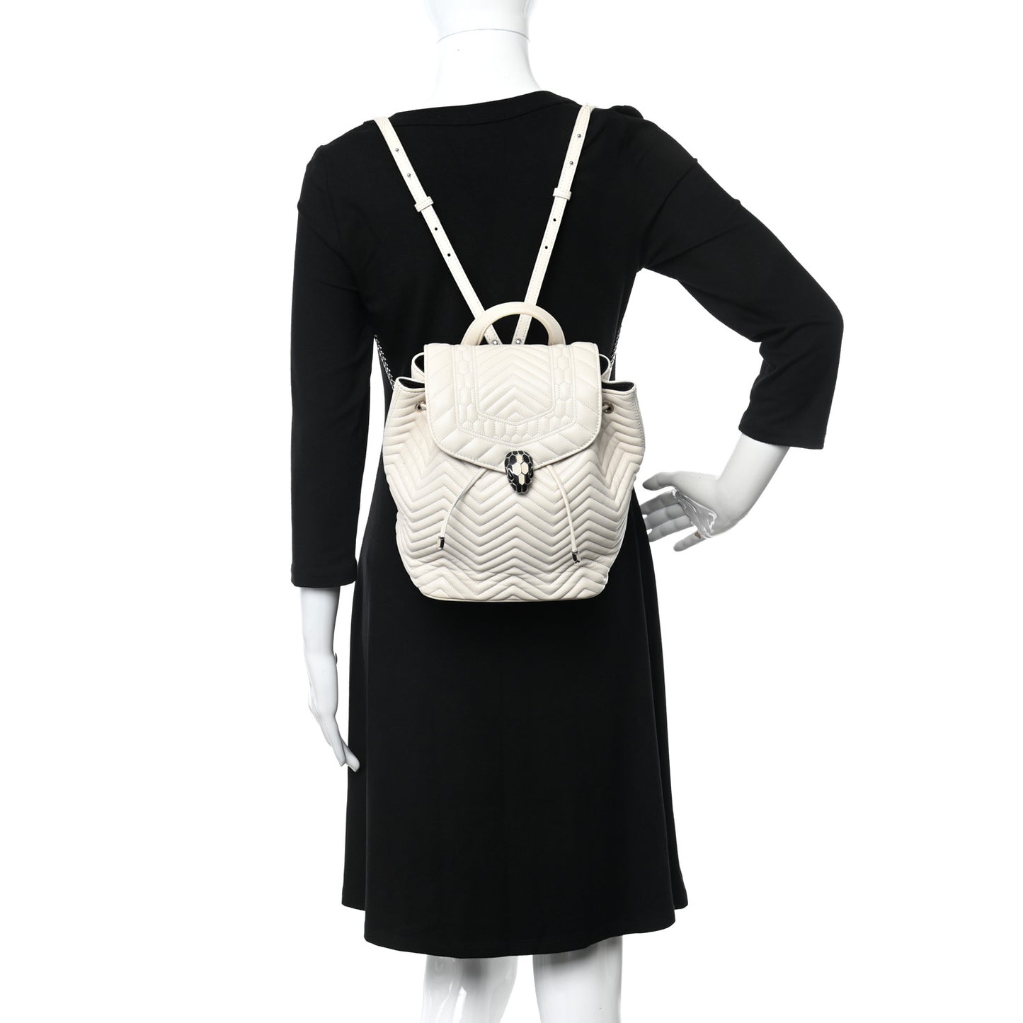 Calfskin Quilted Serpenti Forever Backpack White