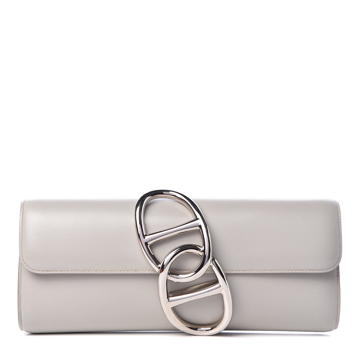 Hermes Tadelakt Egee Clutch Gris Perle 1 of 12