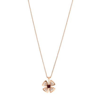 Bulgari 18K Rose Gold Diamond Ruby Fiorever Pendant Necklace 1 of 5