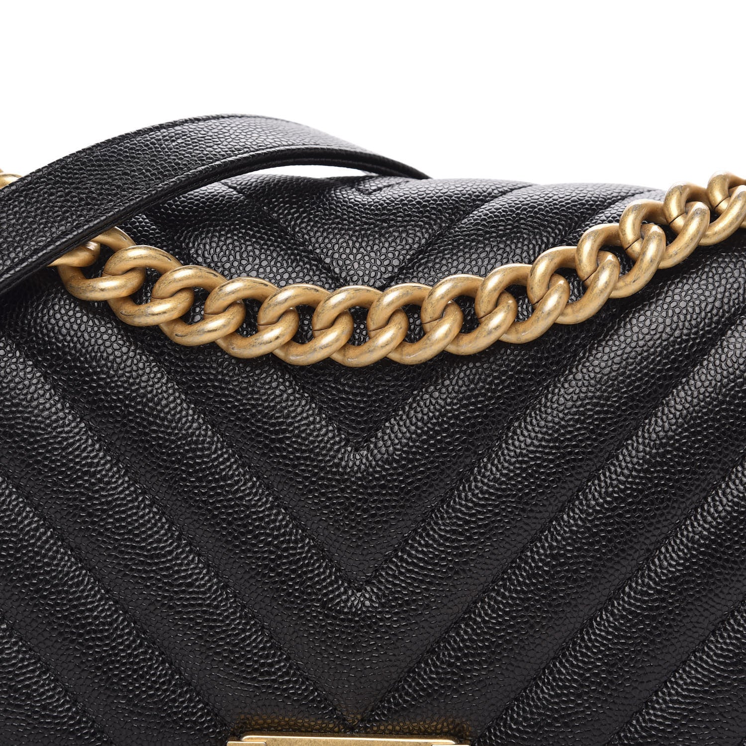 Chanel Caviar Chevron Quilted Medium Boy Flap Black 11 of 11