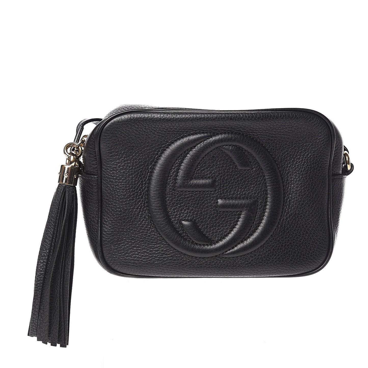 Pebbled Calfskin Small Soho Disco Bag Black