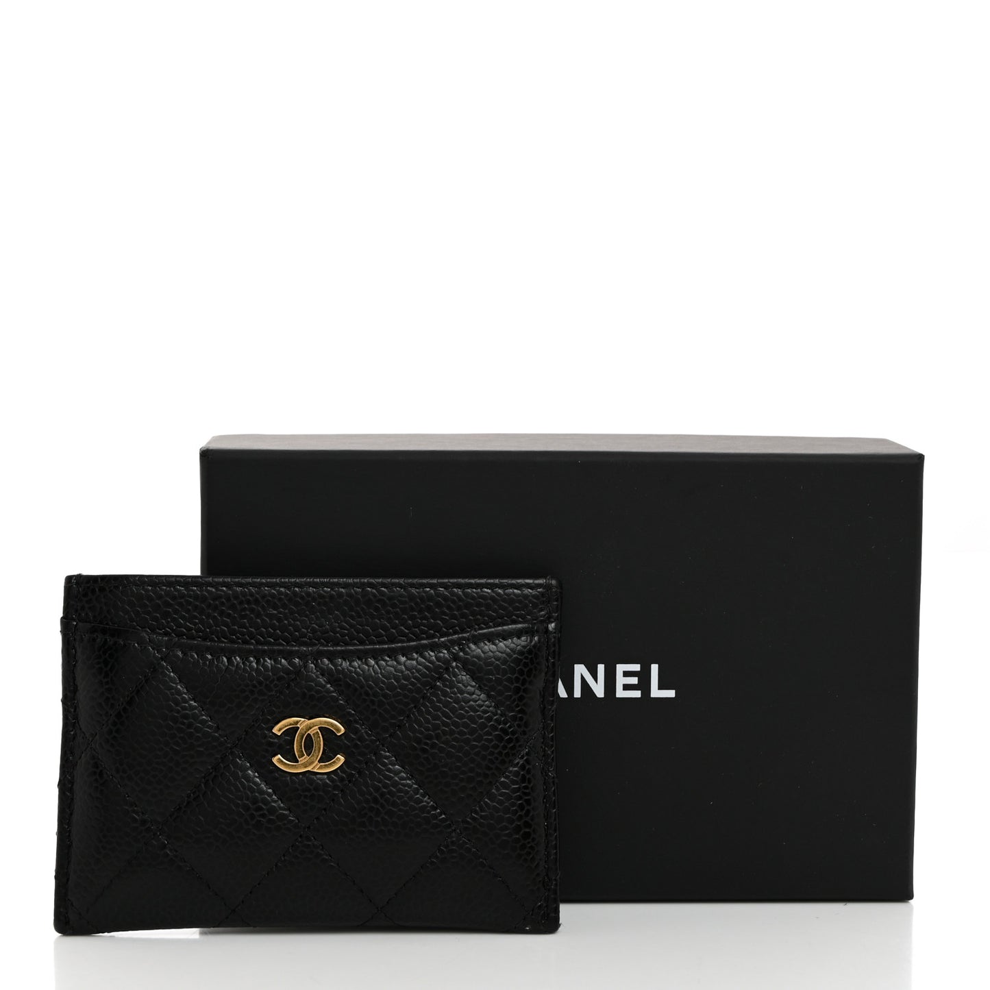 Caviar Quilted Card Holder Black